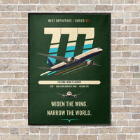 Thumbnail for Boeing 777-9 vertical canvas print - framed - dark green background