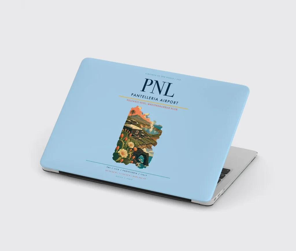Pantelleria Airport (PNL) design on light blue MacBook case