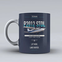 Thumbnail for Tecnam P2012 STOL design on dark blue ceramic mug, double-side print