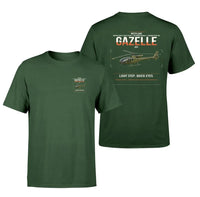 Thumbnail for Westland Gazelle AH1 design on dark green t-shirt, double-side print