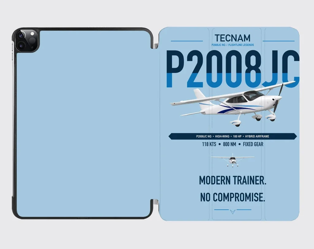Tecnam P2008JC NG design on light blue ipad tablet case