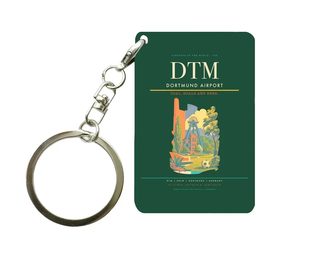 Dortmund Airport (DTM) design on dark green key chain