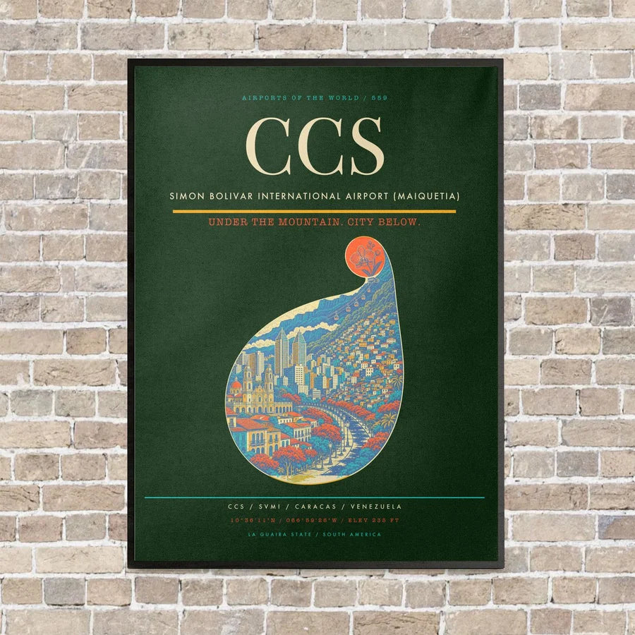 Simon Bolivar International Airport (Maiquetia) CCS - Canvas Framed - Dark Green