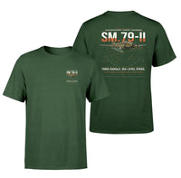 Thumbnail for Savoia-Marchetti SM.79-II Sparviero design on dark green t-shirt, double-side print