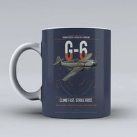 Thumbnail for Messerschmitt Bf 109G-6 design on dark blue ceramic mug, double-side print