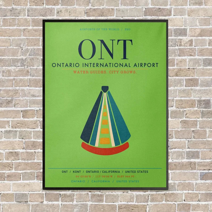 Ontario International Airport ONT vertical canvas print - framed - light green background