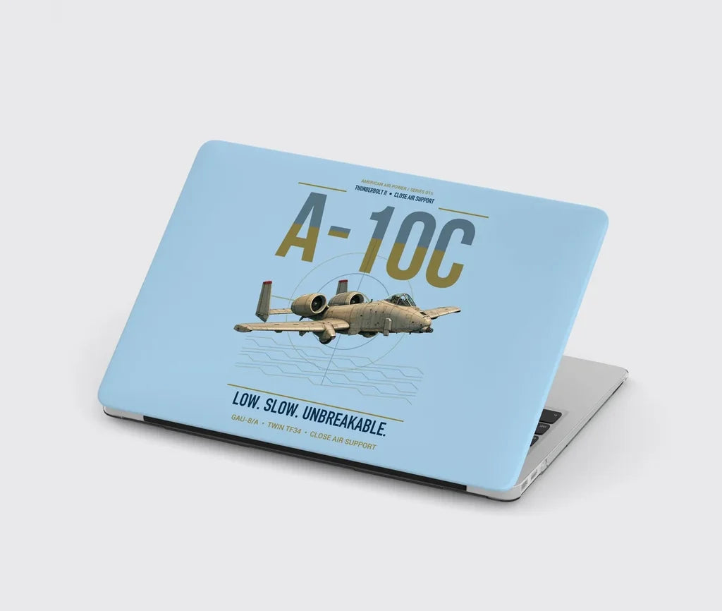 A-10C Thunderbolt II design on light blue MacBook case