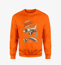 Thumbnail for How Planes Fly V2 design on orange sweatshirt