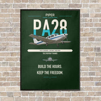 Thumbnail for Piper PA-28 Cherokee vertical canvas print - framed - dark green background