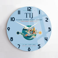 Thumbnail for Tijuana International Airport (TIJ) design on light blue no frame wall clock