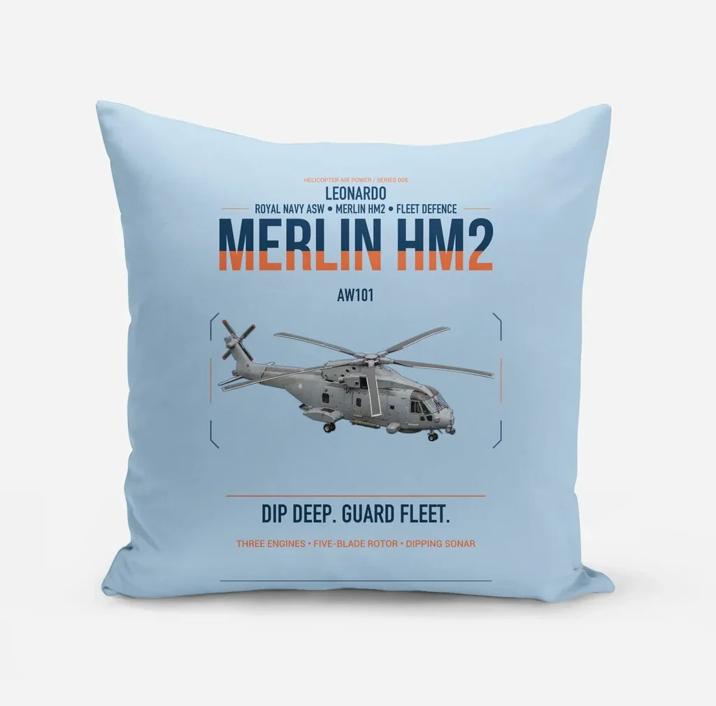 Leonardo AW101 Merlin HM2 design on light blue pillow