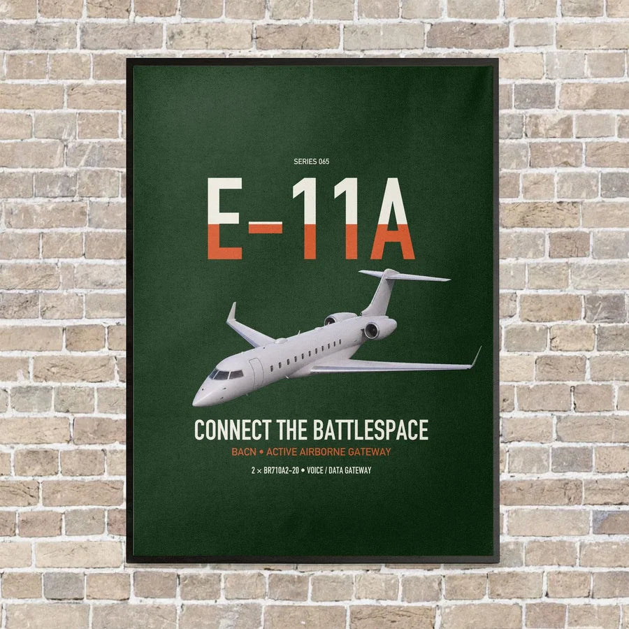 E-11A BACN vertical canvas print - framed - dark green background