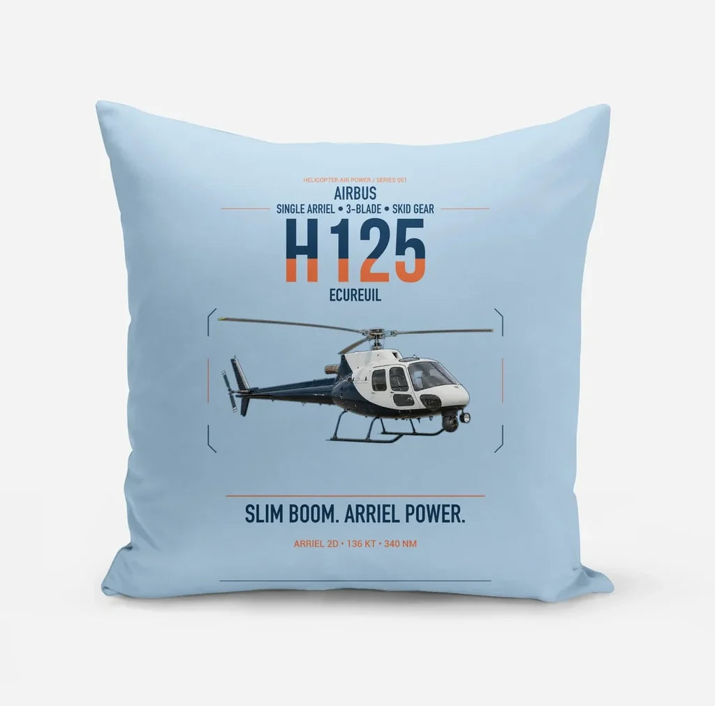 Airbus H125 design on light blue pillow