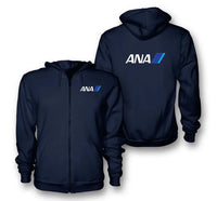 Thumbnail for All Nippon Airways logo on navy blue zipped hoodie