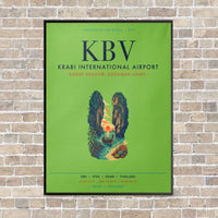 Thumbnail for Krabi International Airport KBV vertical canvas print - framed - light green background