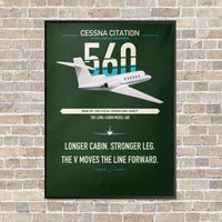 Thumbnail for Cessna Citation 560 - Citation V vertical canvas print - framed - dark green background