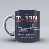 Thumbnail for EC-130H Compass Call design on dark blue ceramic mug, double-side print