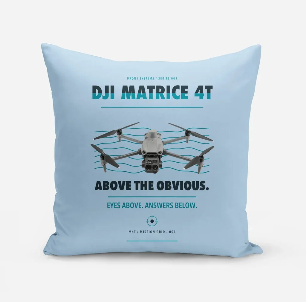 DJI Matrice 4T design on light blue pillow