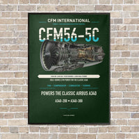 Thumbnail for CFM56-5C vertical canvas print - framed - dark green background