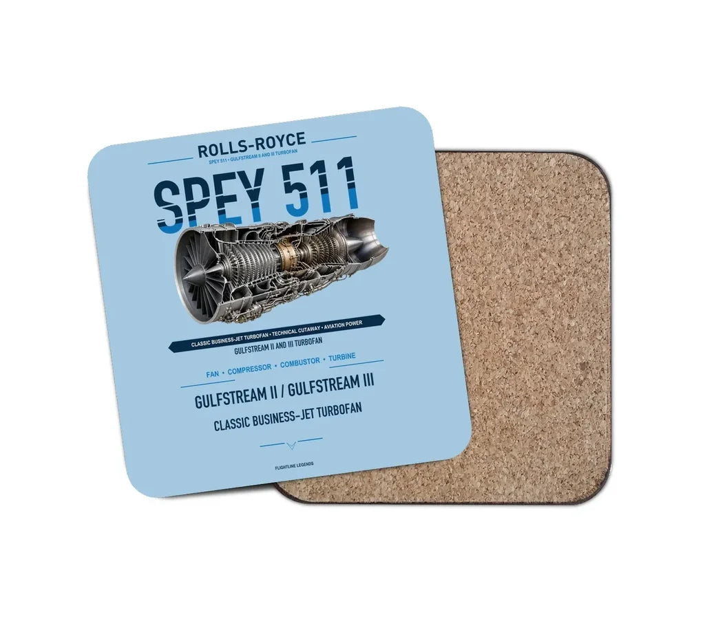 SPEY 511 design on light blue 1 piece coaster