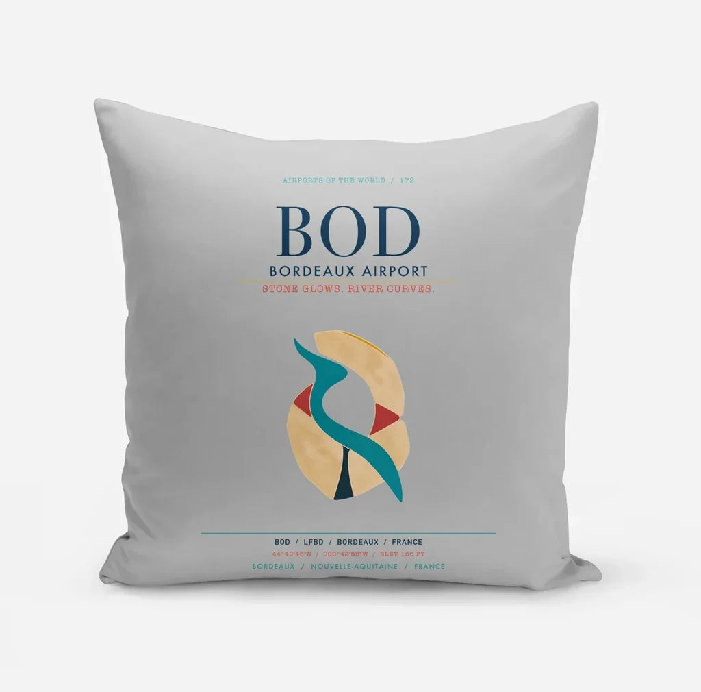 Bordeaux Airport (BOD) design on light gray pillow