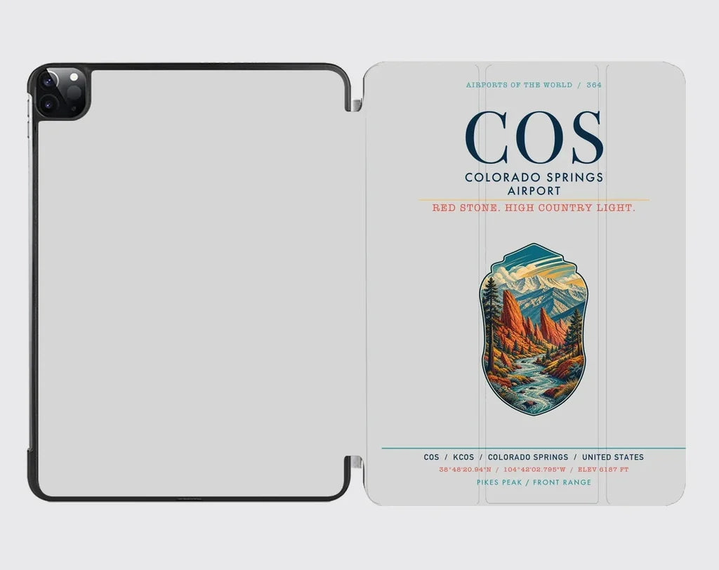 Colorado Springs Airport (COS) design on light gray ipad tablet case