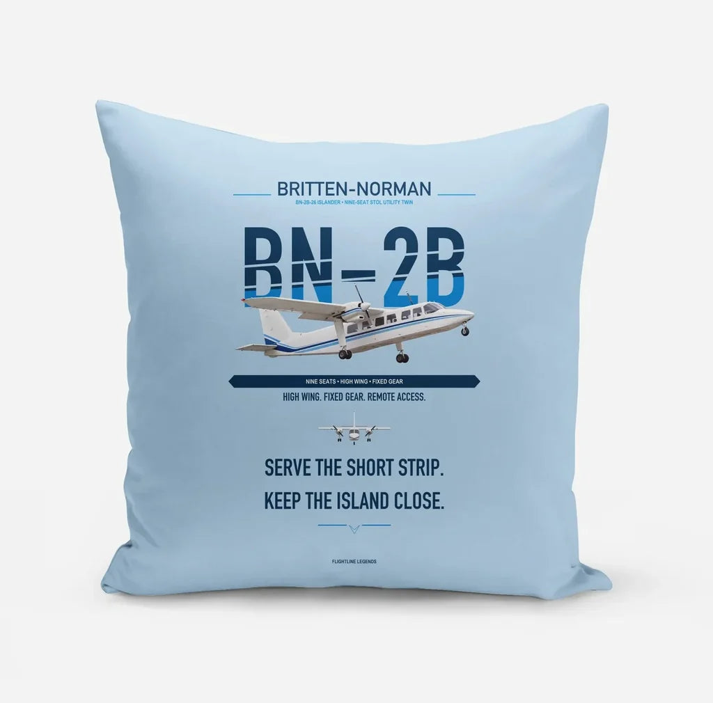 Britten-Norman BN-2B-26 Islander design on light blue pillow