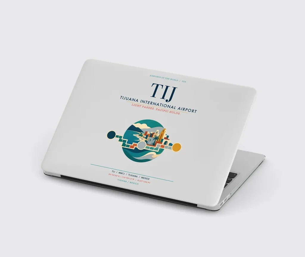 Tijuana International Airport (TIJ) design on light gray MacBook case
