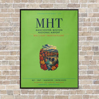 Thumbnail for Manchester–Boston Regional Airport MHT vertical canvas print - framed - light green background