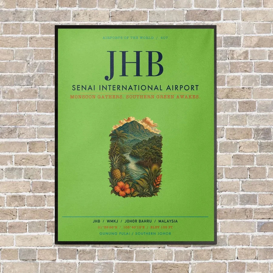 Senai International Airport JHB vertical canvas print - framed - light green background