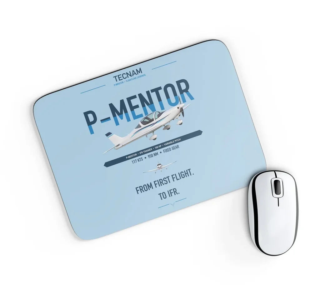 Tecnam P-Mentor design on light blue rectangle mouse pad