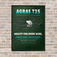 Thumbnail for DJI Agras T25 vertical canvas print - framed - dark green background
