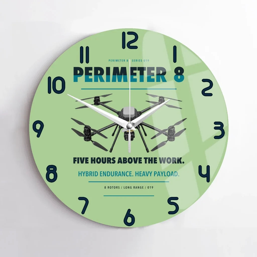 Skyfront Perimeter 8 design on light green no frame wall clock