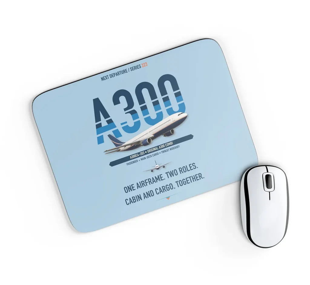 Airbus A300C4-203 design on light blue rectangle mouse pad