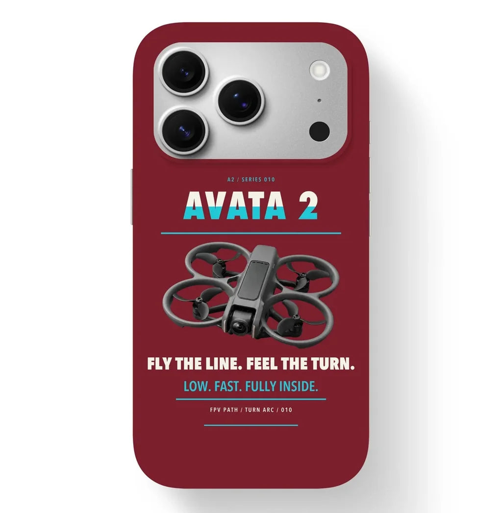 DJI Avata 2 Case design on dark red iphone case