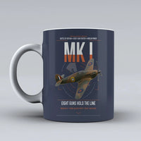 Thumbnail for Hawker Hurricane Mk I design on dark blue ceramic mug, double-side print