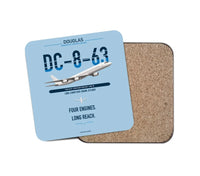 Thumbnail for Douglas DC-8-63 design on light blue 1 piece coaster