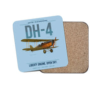 Thumbnail for Airco DH-4 Liberty Plane design on light blue 1 piece coaster