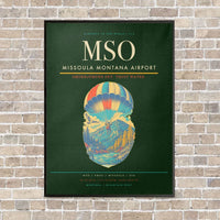 Thumbnail for Missoula Montana Airport MSO vertical canvas print - framed - dark green background
