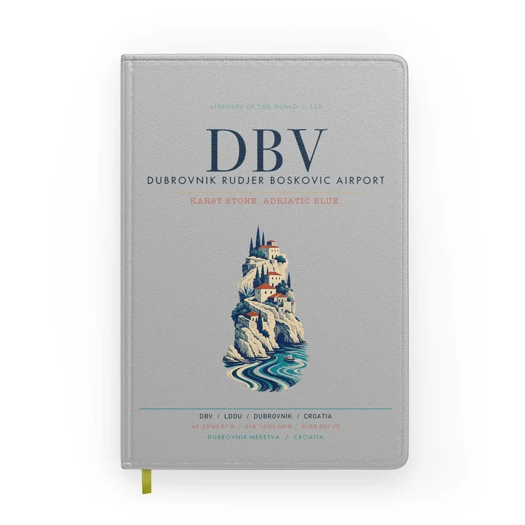Dubrovnik Ruđer Bošković Airport (DBV) design on light gray notebook