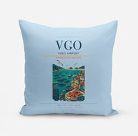 Thumbnail for Vigo Airport (VGO) design on light blue pillow