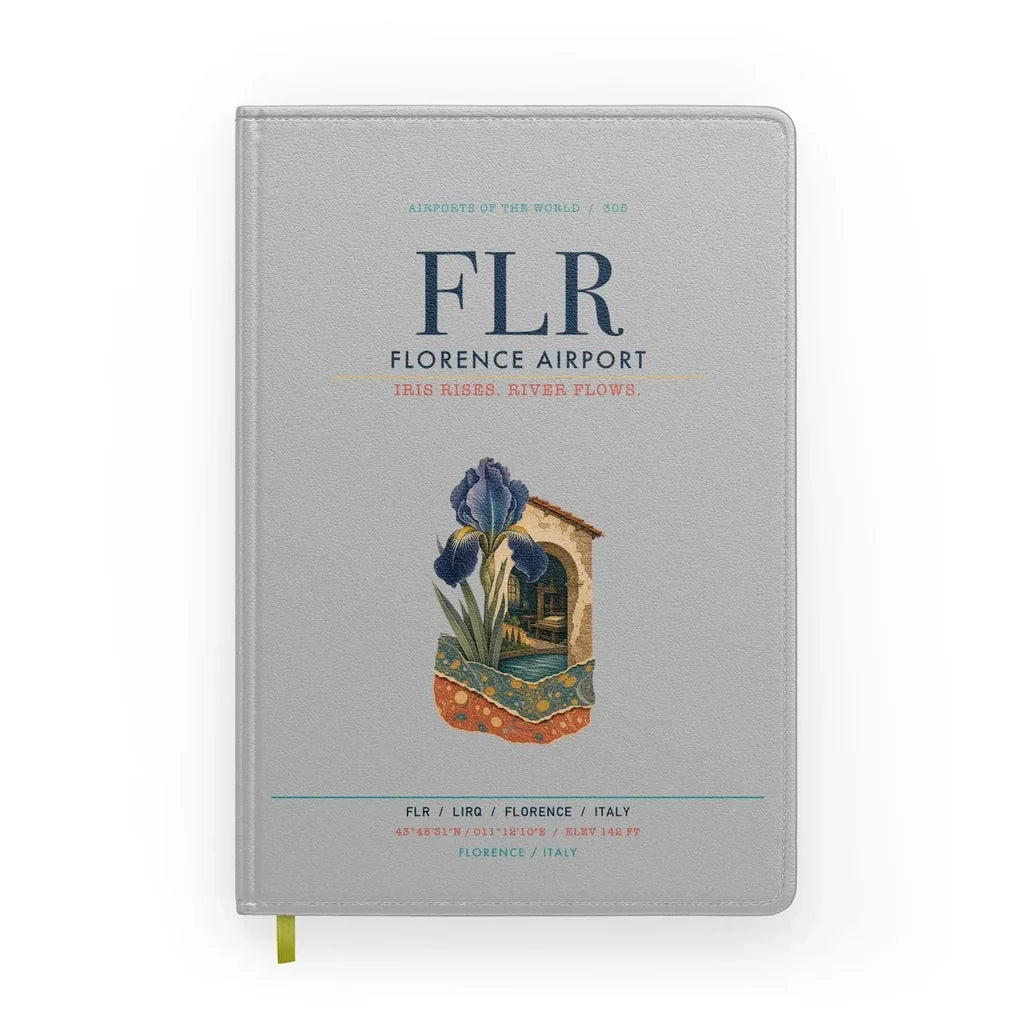 Florence Airport (FLR) design on light gray notebook