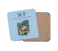 Thumbnail for Lamezia Terme International Airport (SUF) design on light blue 1 piece coaster
