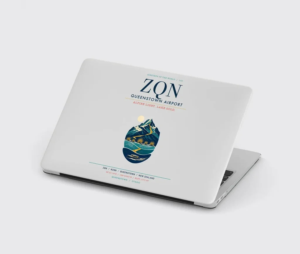 Queenstown Airport (ZQN) design on light gray MacBook case