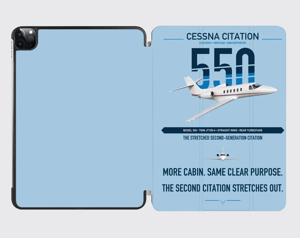 Cessna Citation 550 - Citation II design on light blue ipad tablet case
