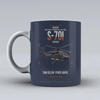 Thumbnail for Sikorsky S-70i FIREHAWK design on dark blue ceramic mug, double-side print