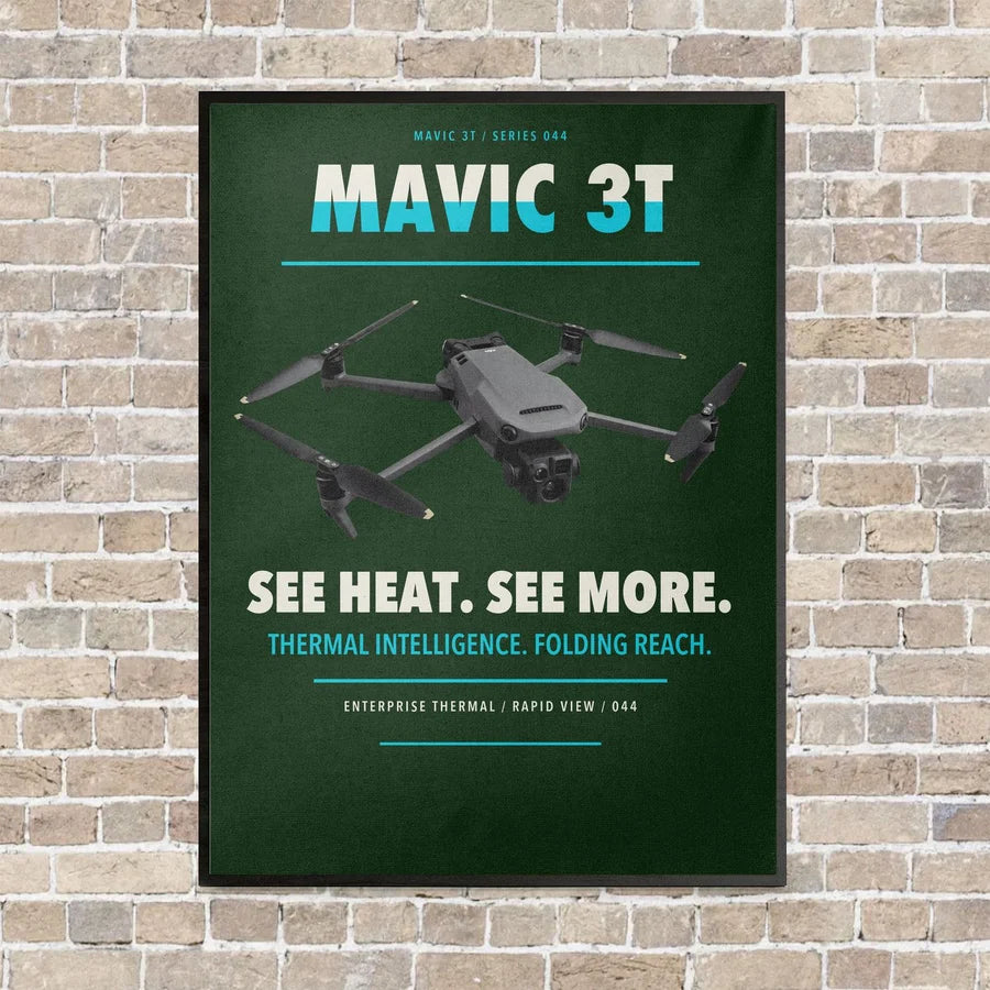 DJI Mavic 3 Thermal vertical canvas print - framed - dark green background