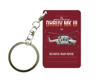 Thumbnail for HAL ALH Dhruv Mk III design on dark red designed key chain, double-side print