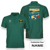 Thumbnail for VINTAGE G4178 - The Tailwheel School - Double-Side Polo T-Shirt design on green+name