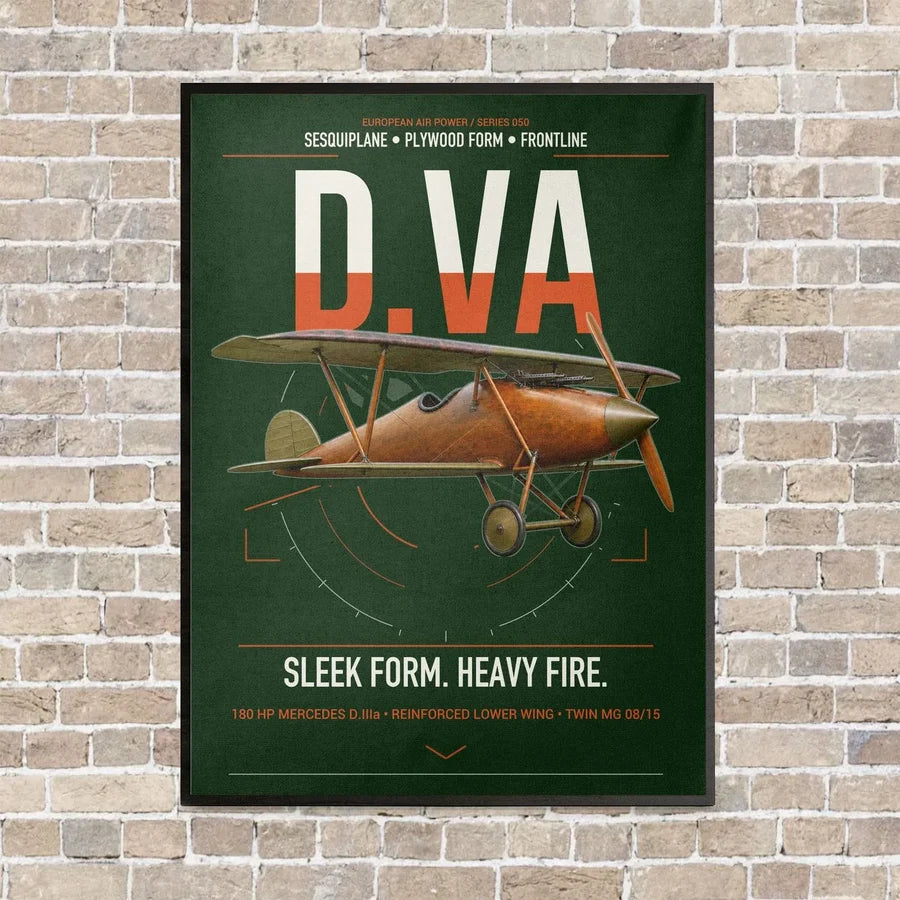 Albatros D.Va vertical canvas print - framed - dark green background